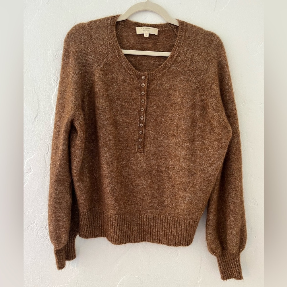 Sezane Leon Wool Henley Sweater - Brown